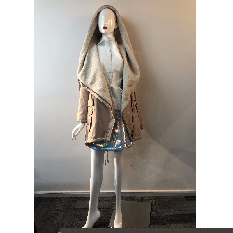 PARKA DE CASCADA DE LAS SEÑORAS CON FORRO DE BORG EN ROSA RLWPC0075