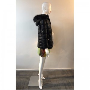 ABRIGO PUFFER BRILLANTE DE SEÑORA EN NEGRO RLWPC0082