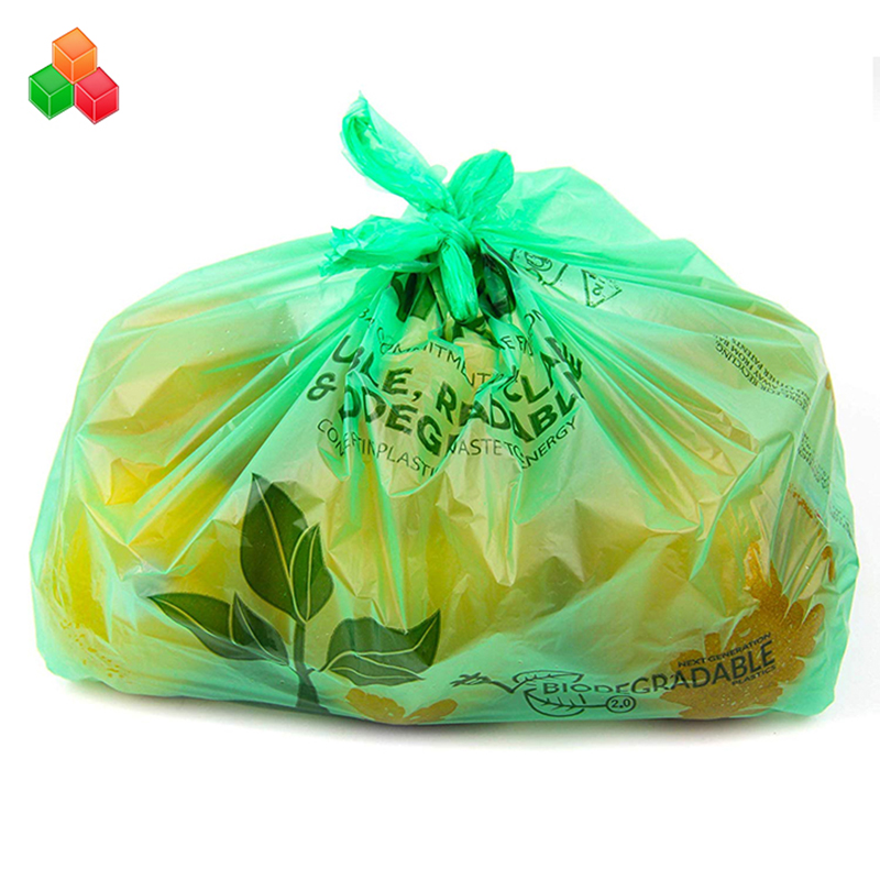 Logotipo personalizado de promoción de color no tóxico 100% compostable biodegradable pe + d2w rollo de bolsa de compras de basura de plástico