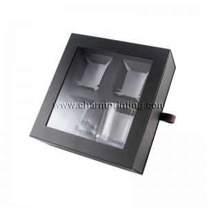 Caja de regalo de rectángulo de color blanco personalizado con ventana de plástico