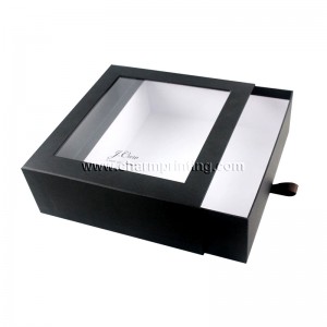 Caja de regalo de rectángulo de color blanco personalizado con ventana de plástico