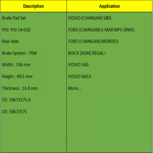 Pastillas de freno (OE: 30671575-0, OE: 30671575)