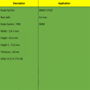 Pastillas de freno (OE: 34 21 6775346)