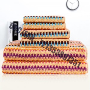 JMD TEXTIL 100% algodón de secado rápido, bordado de dibujos animados Little Bear, juegos de toallas de baño Jacquard teñidas en varios colores, juego de 6 piezas (naranja)