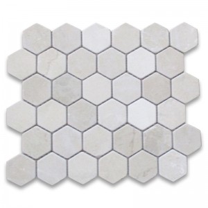 Azulejo de mosaico hexagonal Crema marfil de 2 pulgadas caído