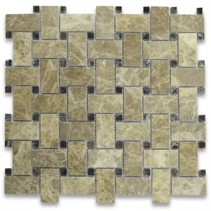 Emperador Light 2x4 Grand Brick Subway Mosaico Azulejo Pulido