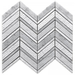 Carrara bianco mosaico de pared de piso de mármol multi chevron mate