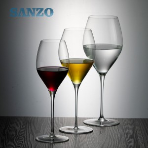Juego de copas de vino de color negro SANZO Vasos de boca inclinados de cristal sin plomo hechos a mano Florero de forma alta