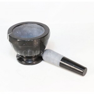 Mortero y maja de mármol negro