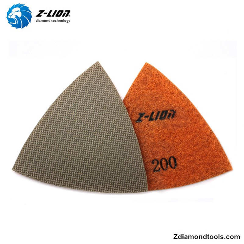Almohadillas de diamante electrochapadas triangulares ZL-123ET para piso de concreto
