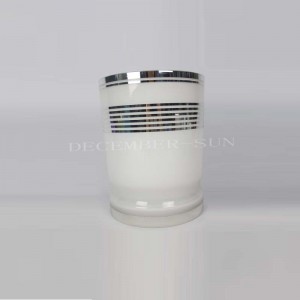 Elegante juego de baño blanco con línea plateada de vidrio