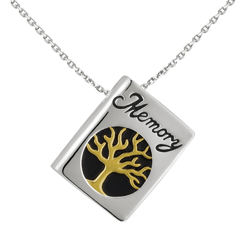 925 plata esterlina memoria cremación libro colgante árbol collar joyería