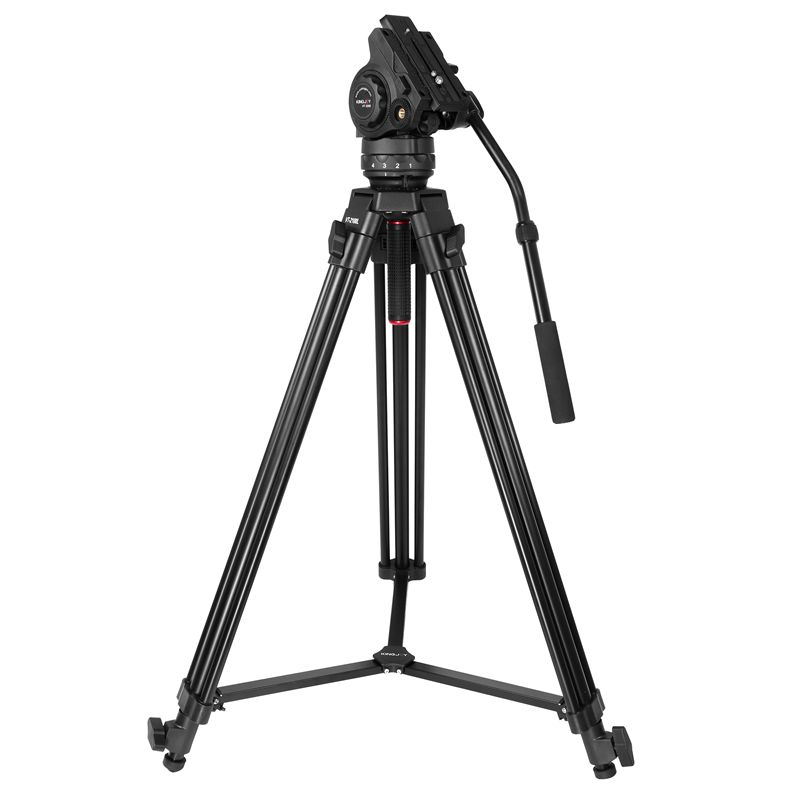 Trípode de video profesional de 3 secciones KINGJOY VT-2100L con cabezal de amortiguación de fluidos VT-3550 para videocámara