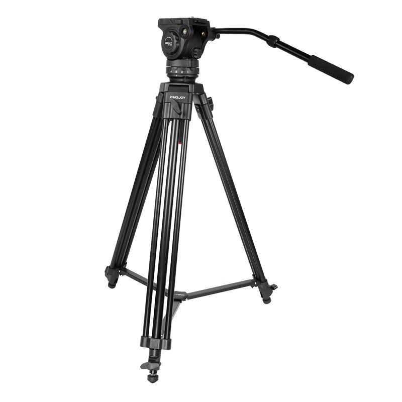 Trípode de video profesional de 3 secciones KINGJOY VT-2100L con cabezal de amortiguación de fluidos VT-3550 para videocámara