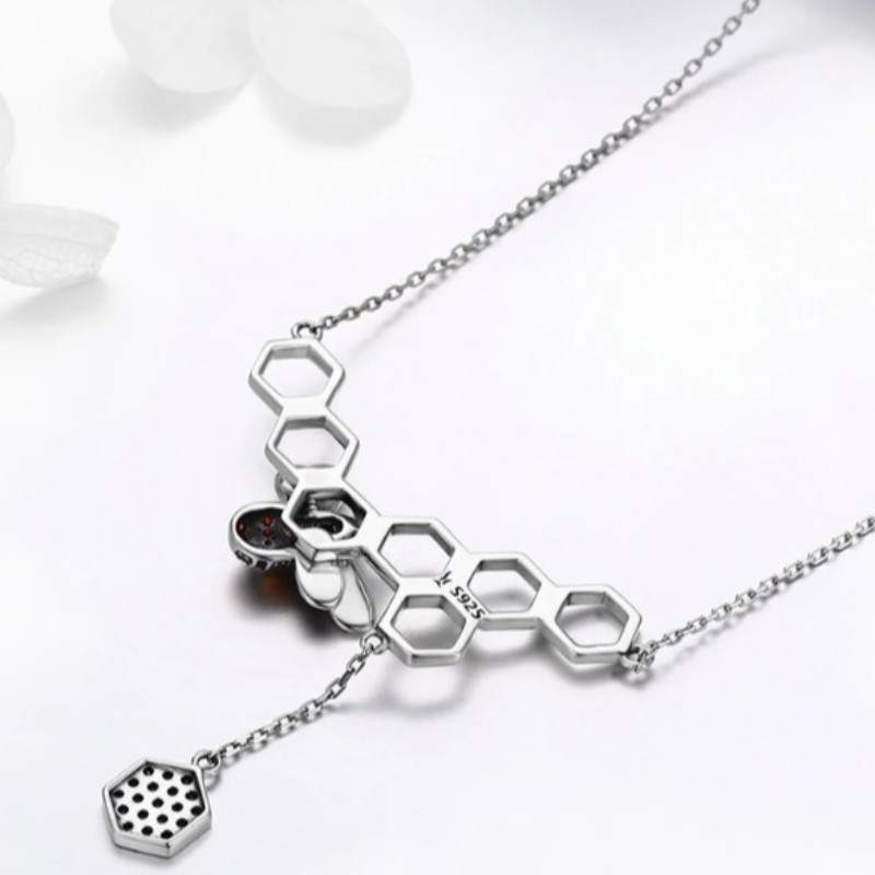 Bee honeycomb 925 sterling silver 2020 nuevas mujeres colgante