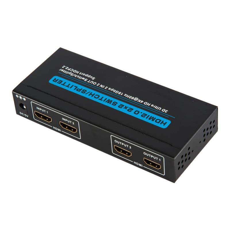 V2.0 HDMI 2x2 Switch / Splitter Soporte 3D Ultra HD 4Kx2K @ 60Hz HDCP2.2