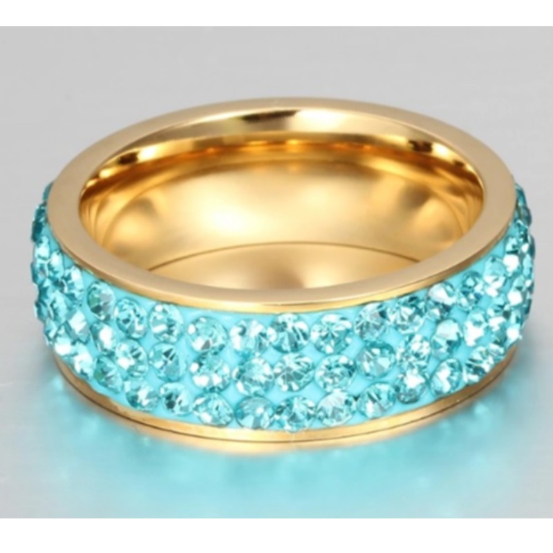 Anillos de banda de cristal anillos de oro anillos de plata de oro rosa anillos azules rosados