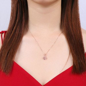 Plata de ley 925 colgante de oro rosa collar rosa suave collar de corazón collar llamativo