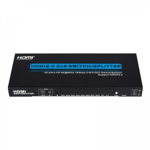 V2.0 HDMI 2x8 Switch \/ Splitter Soporte 3D Ultra HD 4Kx2K @ 60Hz HDCP2.2