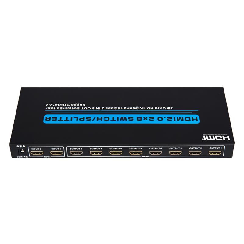 V2.0 HDMI 2x8 Switch / Splitter Soporte 3D Ultra HD 4Kx2K @ 60Hz HDCP2.2