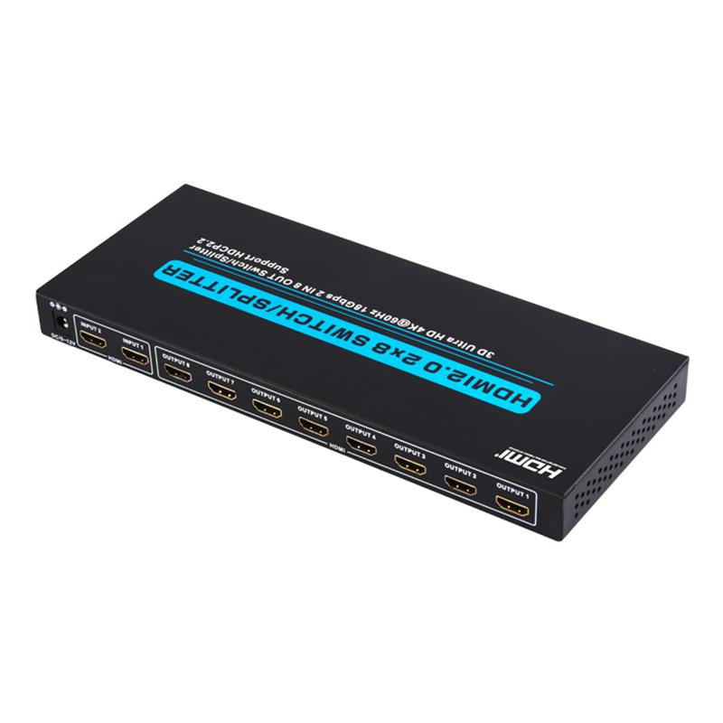 V2.0 HDMI 2x8 Switch / Splitter Soporte 3D Ultra HD 4Kx2K @ 60Hz HDCP2.2