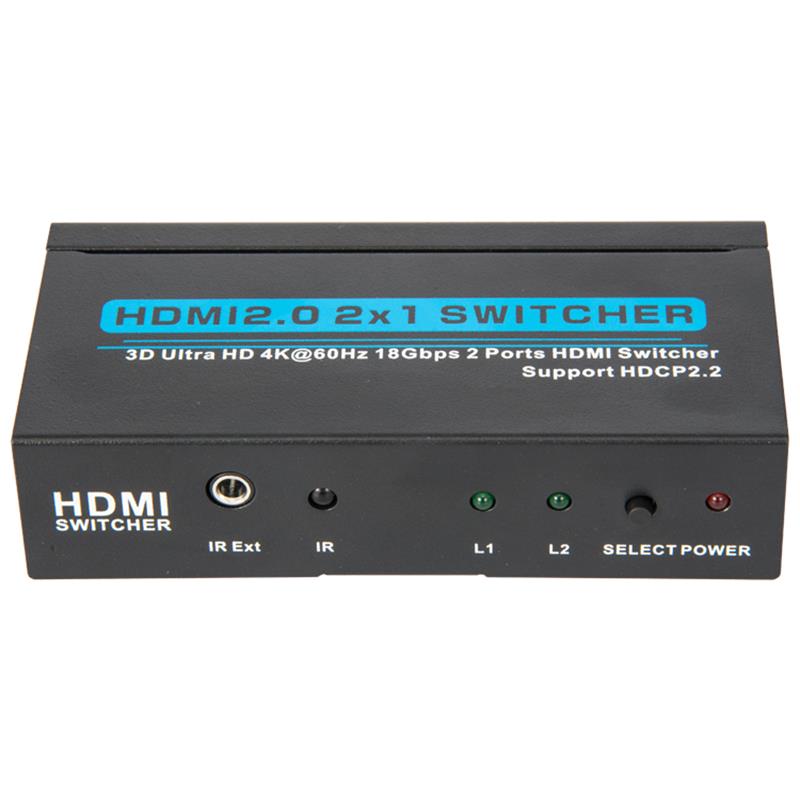 V2.0 HDMI 2x1 Switcher Soporte 3D Ultra HD 4Kx2K @ 60Hz HDCP2.2