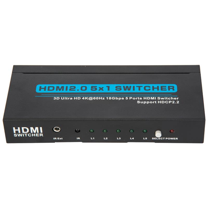 V2.0 HDMI 5x1 Switcher Soporte 3D Ultra HD 4Kx2K @ 60Hz HDCP2.2