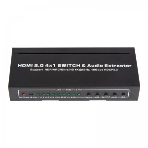 Conmutador V2.0 HDMI 4x1 y extractor de audio compatible con ARC Ultra HD 4Kx2K @ 60Hz HDCP2.2 18Gbps