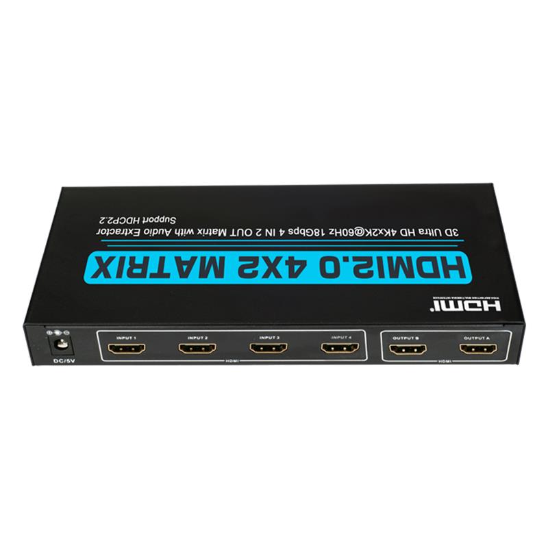 V2.0 HDMI 4x2 Matrix Support Ultra HD 4Kx2K @ 60Hz HDCP2.2 18Gbps con extractor de audio