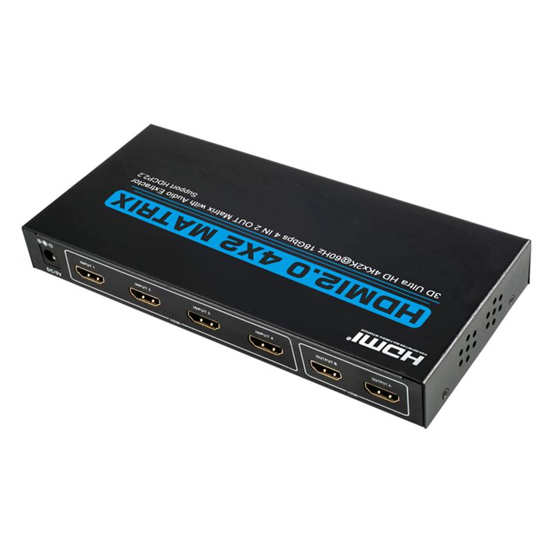 V2.0 HDMI 4x2 Matrix Support Ultra HD 4Kx2K @ 60Hz HDCP2.2 18Gbps con extractor de audio