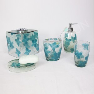 Juego de accesorios de baño de cristal transparente con decalado