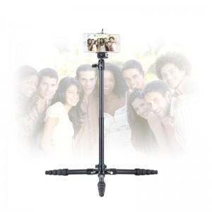 Los juegos de trípodes plegables de 5 secciones Kingjoy SF056 con tiro de ángulo bajo y columna central se pueden usar como monopie