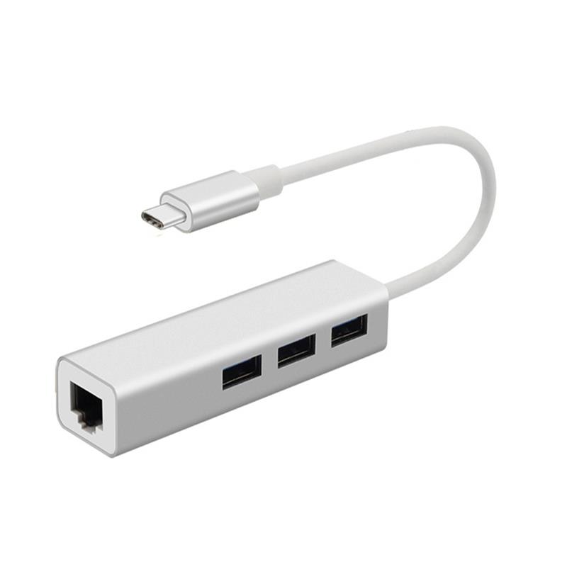 USB tipo C a LAN (1000M) + adaptador de concentrador USB 3.0x3