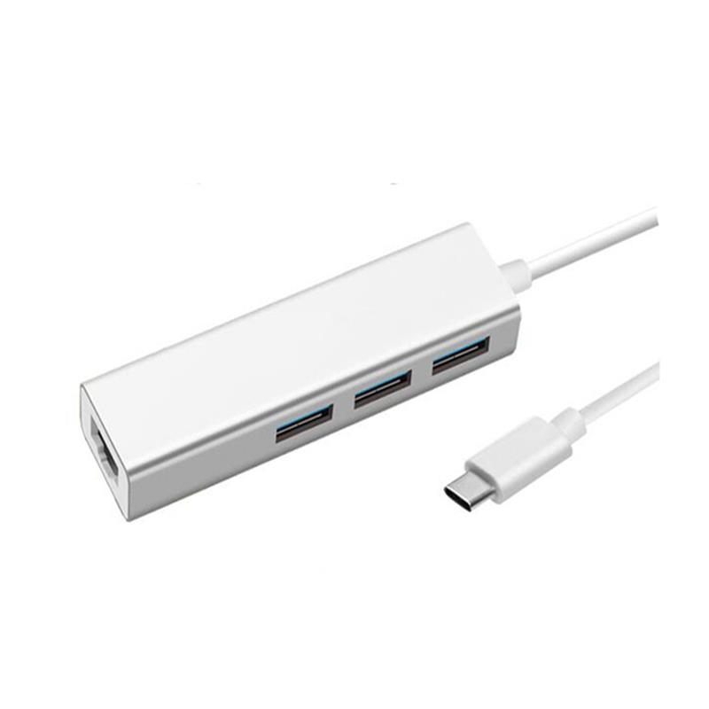 USB tipo C a LAN (1000M) + adaptador de concentrador USB 3.0x3