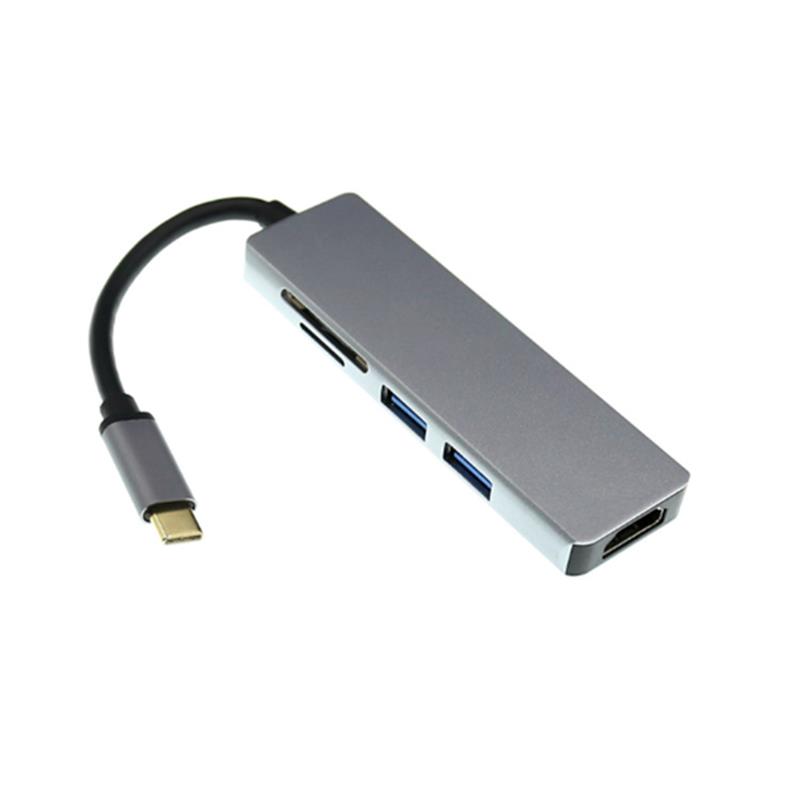 USB tipo C a HDMI + 2 x USB 3.0 + lector de tarjetas SD Hub