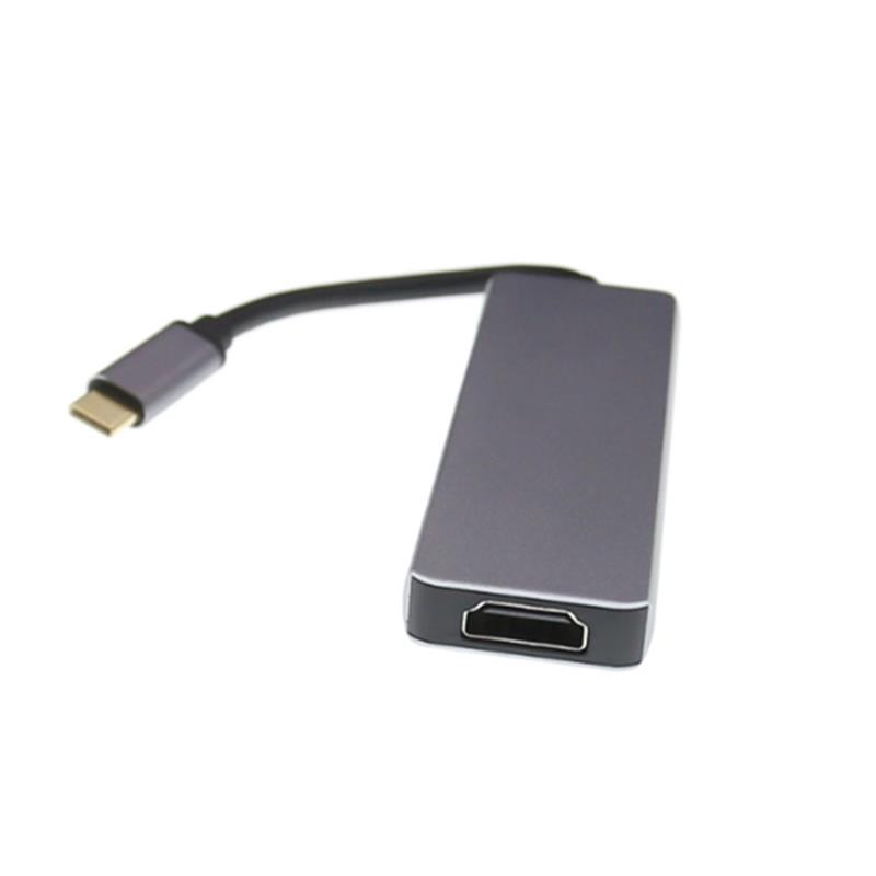 USB tipo C a HDMI + 2 x USB 3.0 + lector de tarjetas SD Hub