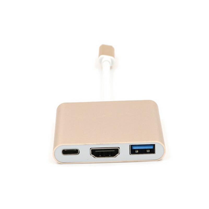 Adaptador de concentrador USB tipo C a HDMI + USB 3.0 + tipo C