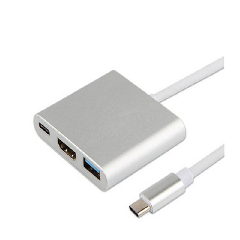 Adaptador de concentrador USB tipo C a HDMI + USB 3.0 + tipo C