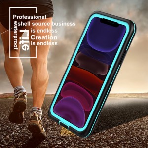 Nuevo pc + tpe + pet Estuche de accesorios de teléfono a prueba de polvo a prueba de nieve a prueba de polvo para iphone 11 (azul) contraportada transparente