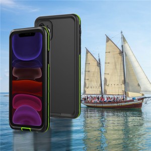 La carcasa de un celular impermeable es para el iPhone 11 (negro), con tapas de color puro.