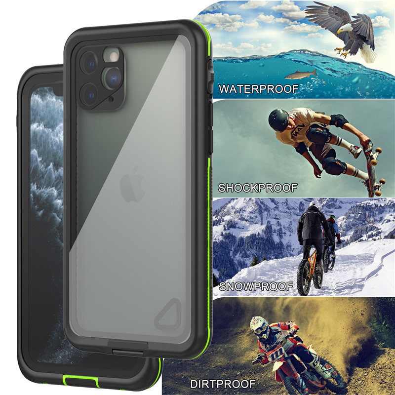 Funda impermeable para teléfono sumergible iphone 11 pro funda impermeable (negra) con tapa transparente