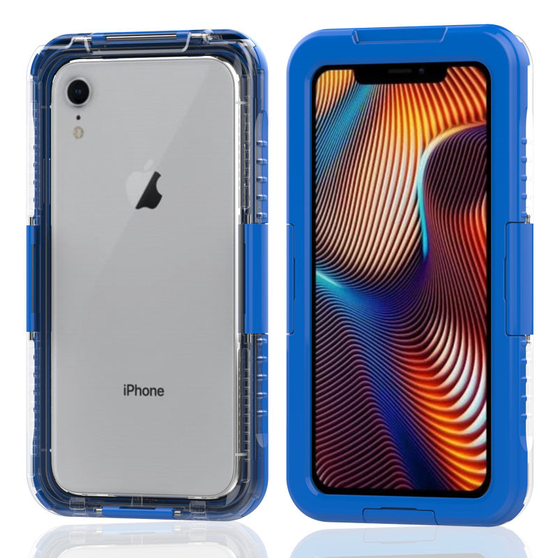 Paquete a prueba de agua para iphone a prueba de agua a prueba de polvo mejor funda impermeable para iphone XR (Azul)