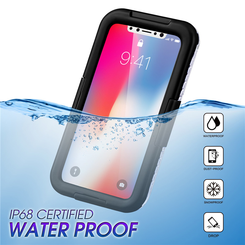 Funda impermeable para teléfono móvil iphone XS funda impermeable funda para iphone a prueba de golpes barata (negro)