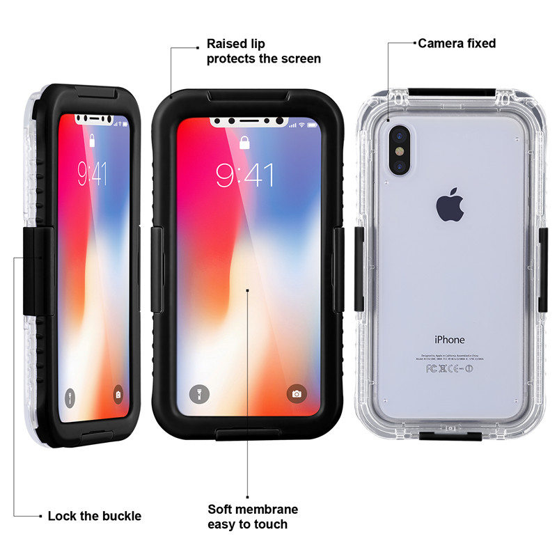 Funda impermeable para teléfono móvil iphone XS funda impermeable funda para iphone a prueba de golpes barata (negro)