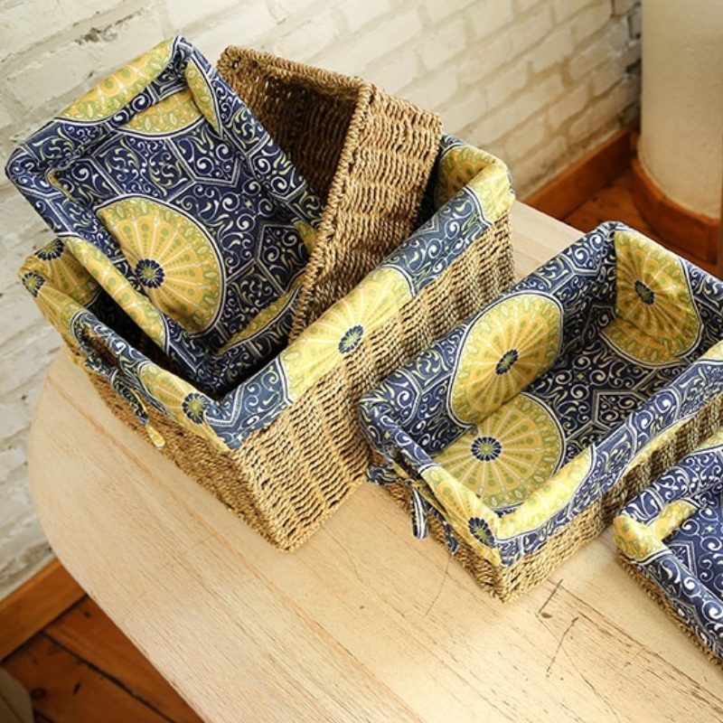 Canasta de almacenamiento de dormitorio Seagrass con forro