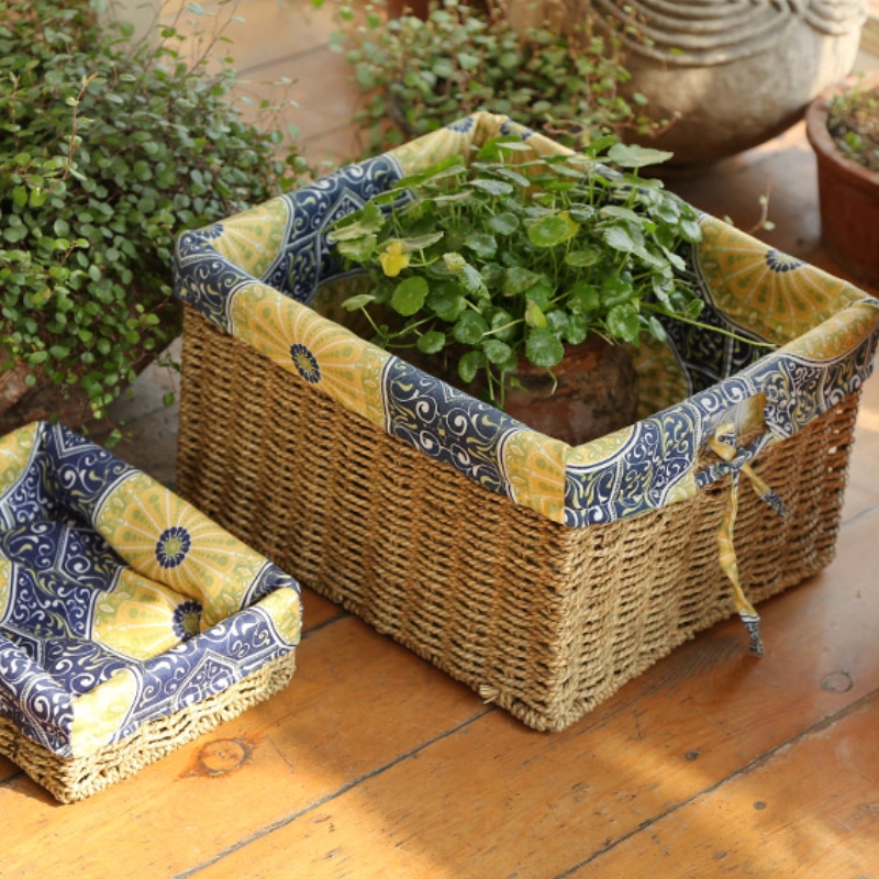 Cesta de almacenamiento de dormitorio forrada