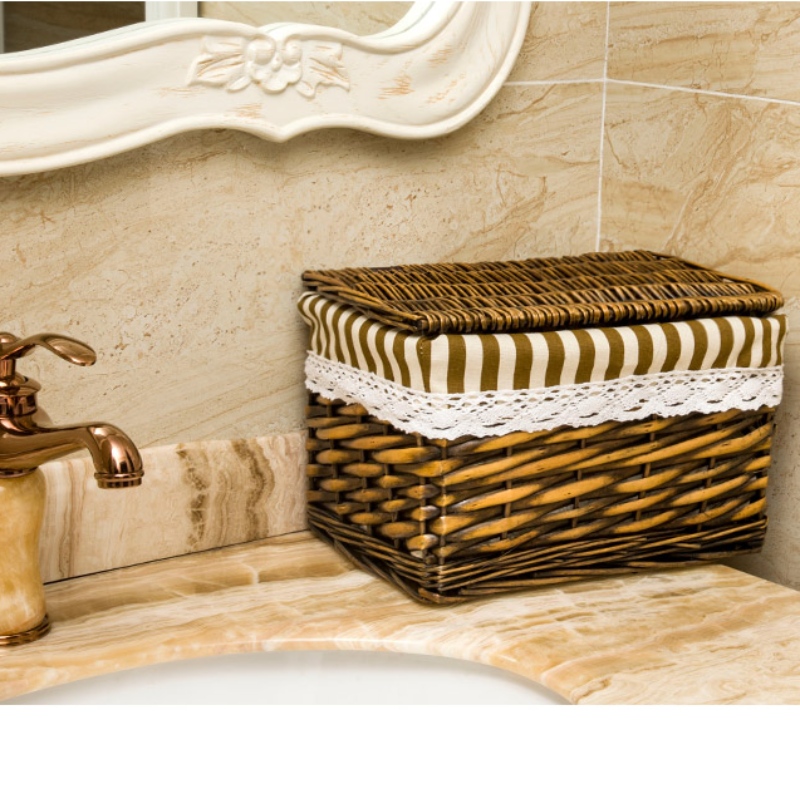 Cesta de almacenamiento para baño con tapa