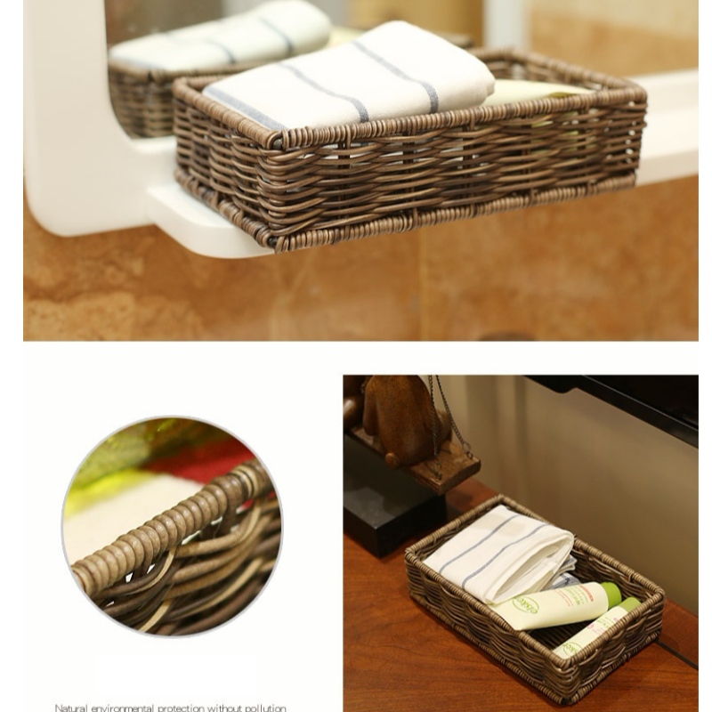 Cesta de almacenamiento de baño de ratán resistente al agua