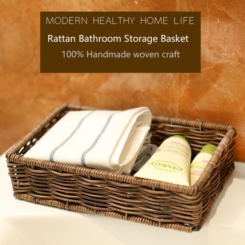 Cesta de almacenamiento de baño de ratán resistente al agua