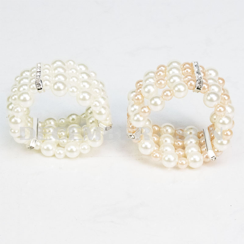 Anillo de servilleta de perlas de brillo hermoso al por mayor